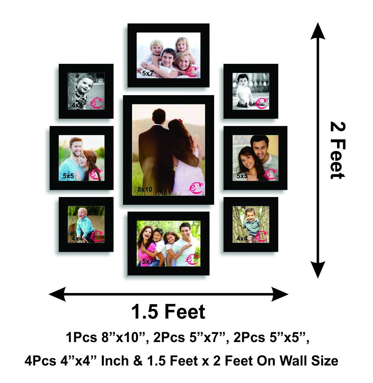 Memory Wall Collage Photo Frame Set of 9 individual photo frames Kafalo