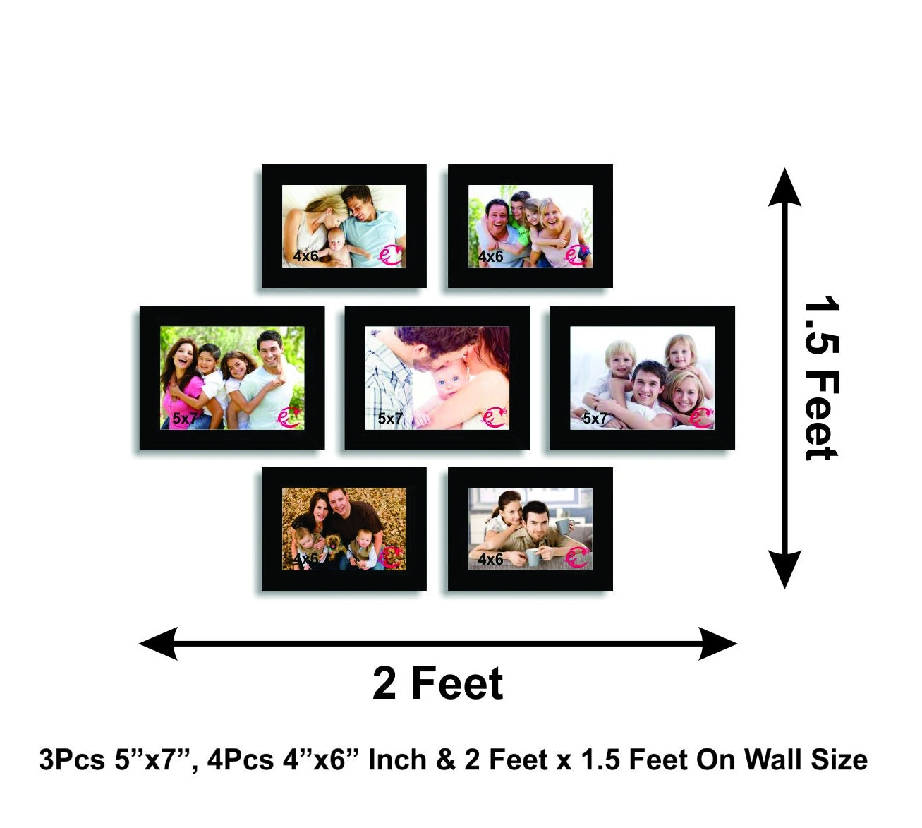 Memory Wall Collage Photo Frame Set of 7 individual photo frames Kafalo