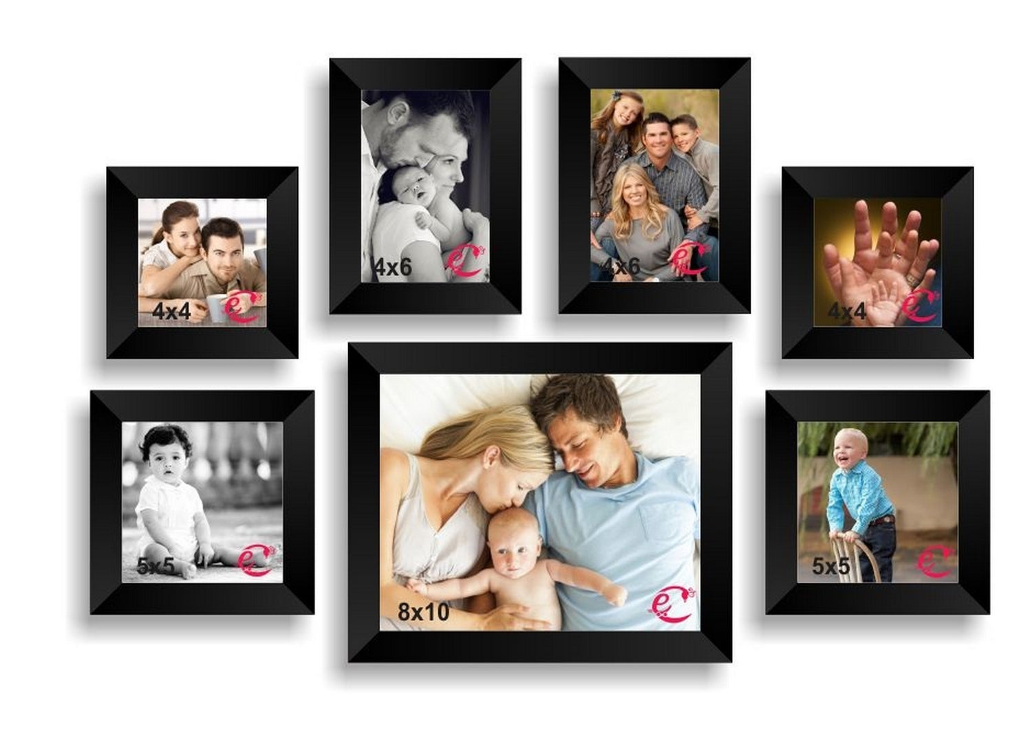 Memory Wall Collage Photo Frame Set of 7 individual photo frames Kafalo