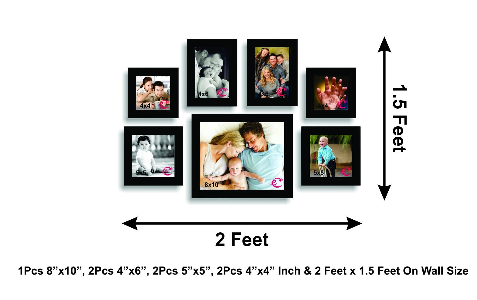 Memory Wall Collage Photo Frame Set of 7 individual photo frames Kafalo