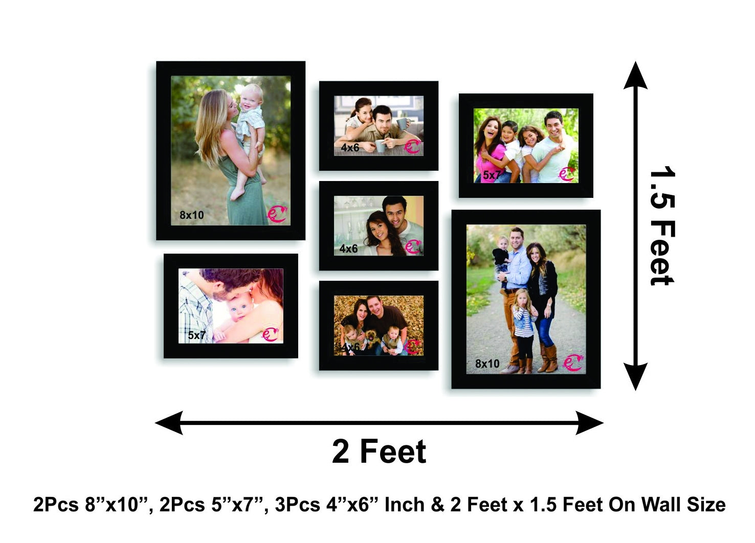 Memory Wall Collage Photo Frame Set of 7 individual photo frames Kafalo