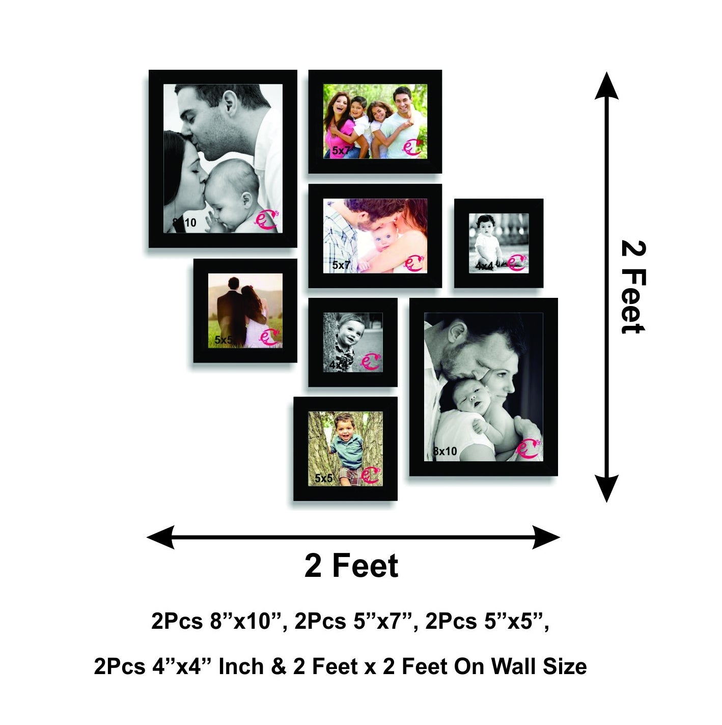 Memory Wall Collage Photo Frame Set of 8 individual photo frames Kafalo
