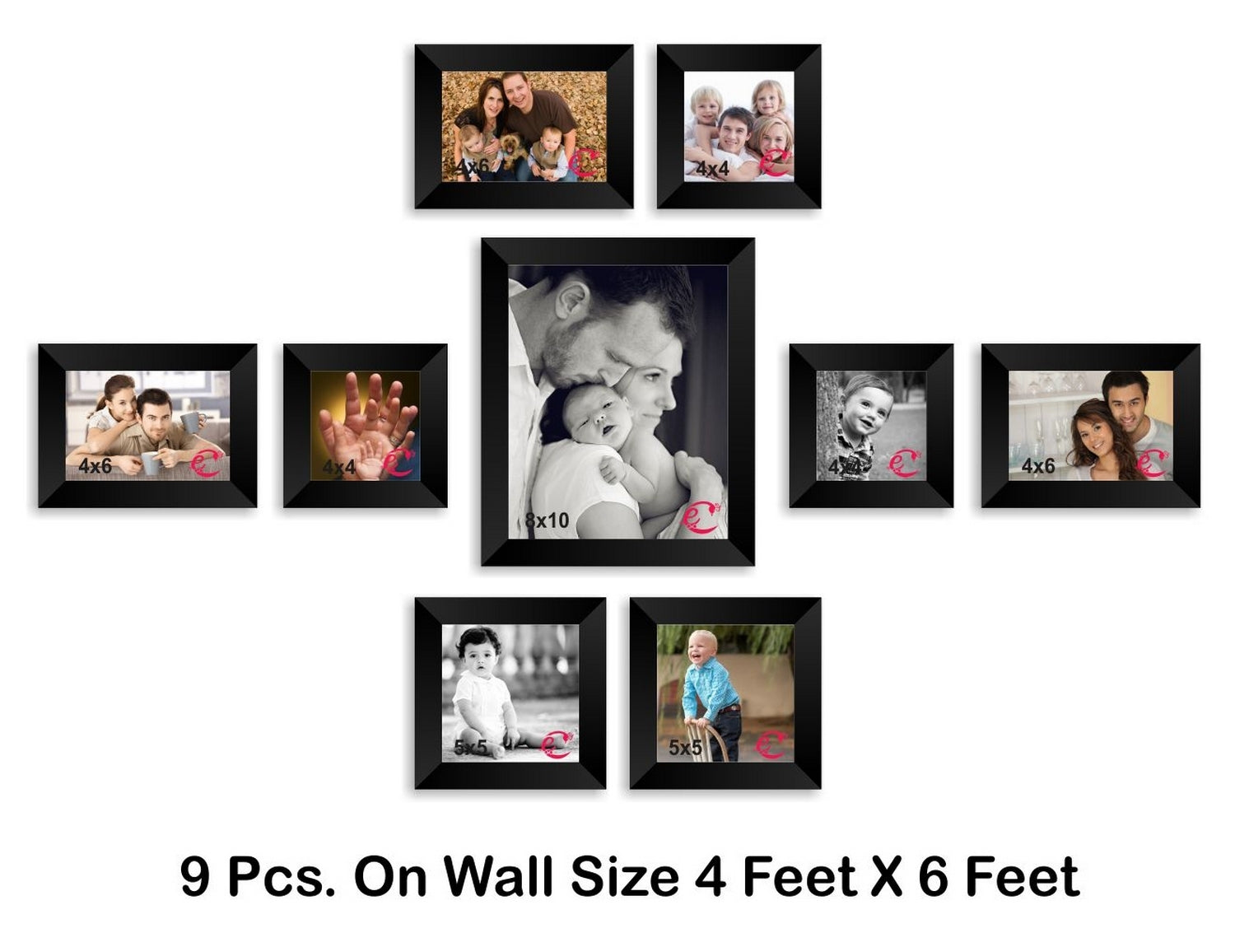 Memory Wall Collage Photo Frame Set of 9 individual photo frames Kafalo