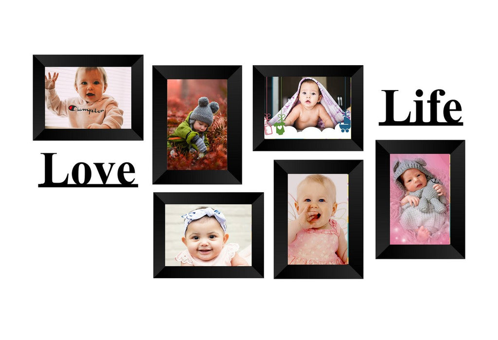 Memory Wall Collage Photo Frame - Set of 6 Photo Frames for 6 Photos of 5"x7", 1 piece of LOVE, 1 piece of LIFE Kafalo