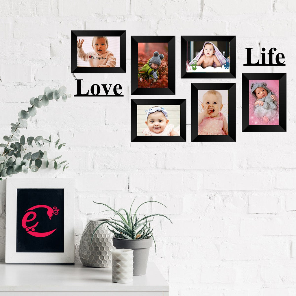Memory Wall Collage Photo Frame - Set of 6 Photo Frames for 6 Photos of 5"x7", 1 piece of LOVE, 1 piece of LIFE Kafalo