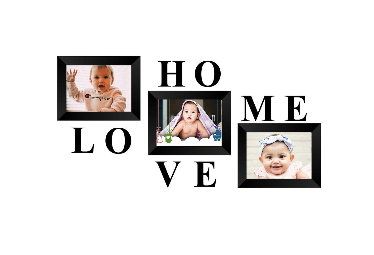 Memory Wall Collage Photo Frame - Set of 3 Photo Frames for 3 Photos of 5"x7", 1 piece of HOME, 1 piece of LOVE Kafalo