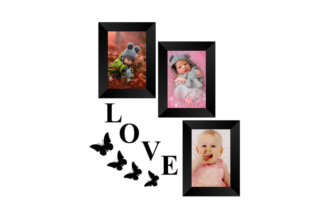 Memory Wall Collage Photo Frame - Set of 3 Photo Frames for 3 Photos of 4"x6", 1 Piece of LOVE, 4 Pieces of BUTTERFLIES Kafalo