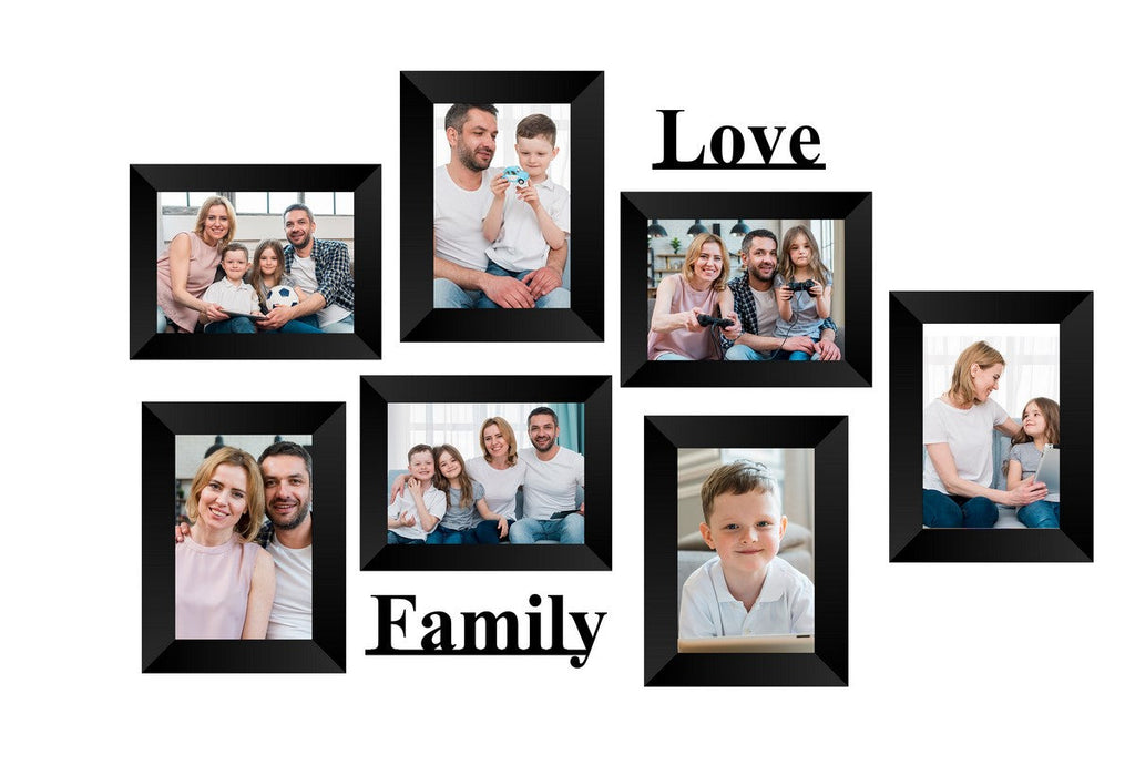 Memory Wall Collage Photo Frame - Set of 7 Photo Frames for 3 Photos of 5"x7", 4 Photos of 4"x6", 1 Piece of LOVE, 1 Piece of FAMILY Kafalo