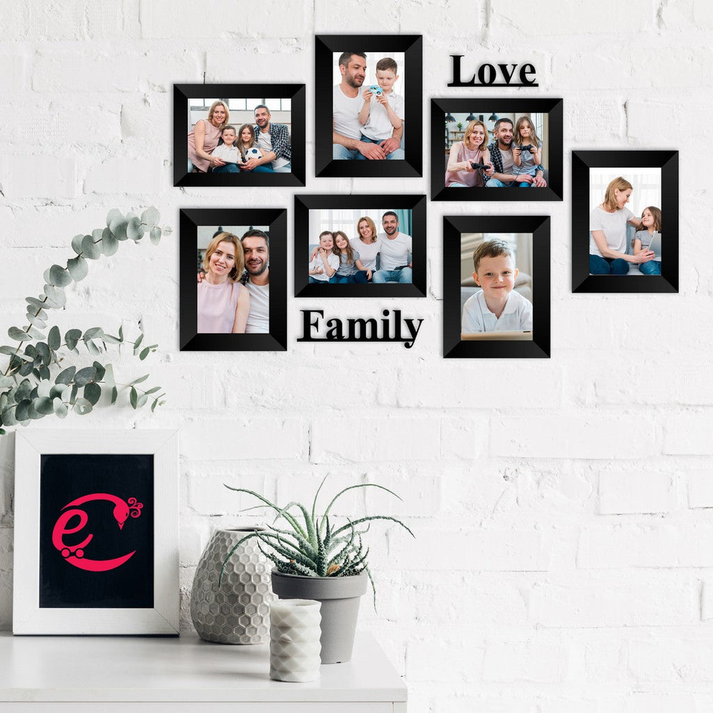 Memory Wall Collage Photo Frame - Set of 7 Photo Frames for 3 Photos of 5"x7", 4 Photos of 4"x6", 1 Piece of LOVE, 1 Piece of FAMILY Kafalo