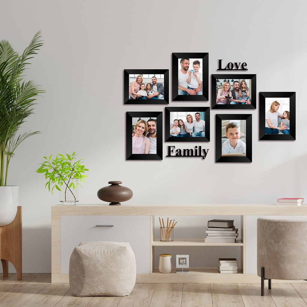 Memory Wall Collage Photo Frame - Set of 7 Photo Frames for 3 Photos of 5"x7", 4 Photos of 4"x6", 1 Piece of LOVE, 1 Piece of FAMILY Kafalo