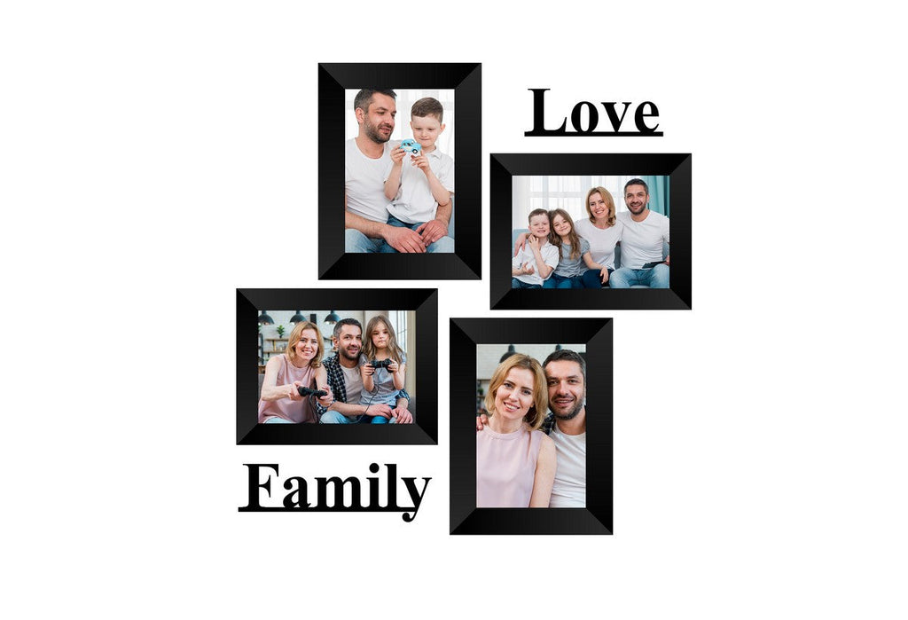 Memory Wall Collage Photo Frame - Set of 4 Photo Frames for 4 Photos of 5"x7", 1 Piece of LOVE, 1 Piece of FAMILY Kafalo