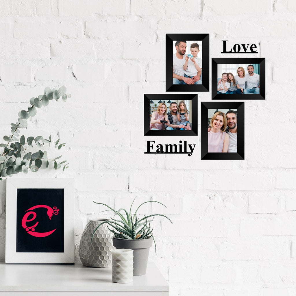 Memory Wall Collage Photo Frame - Set of 4 Photo Frames for 4 Photos of 5"x7", 1 Piece of LOVE, 1 Piece of FAMILY Kafalo