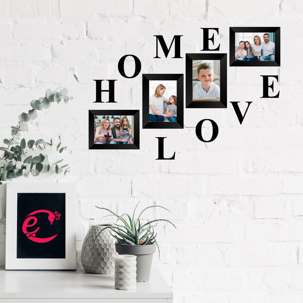 Memory Wall Collage Photo Frame - Set of 4 Photo Frames for 4 Photos of 4"x6", 1 piece of HOME, 1 piece of LOVE Kafalo