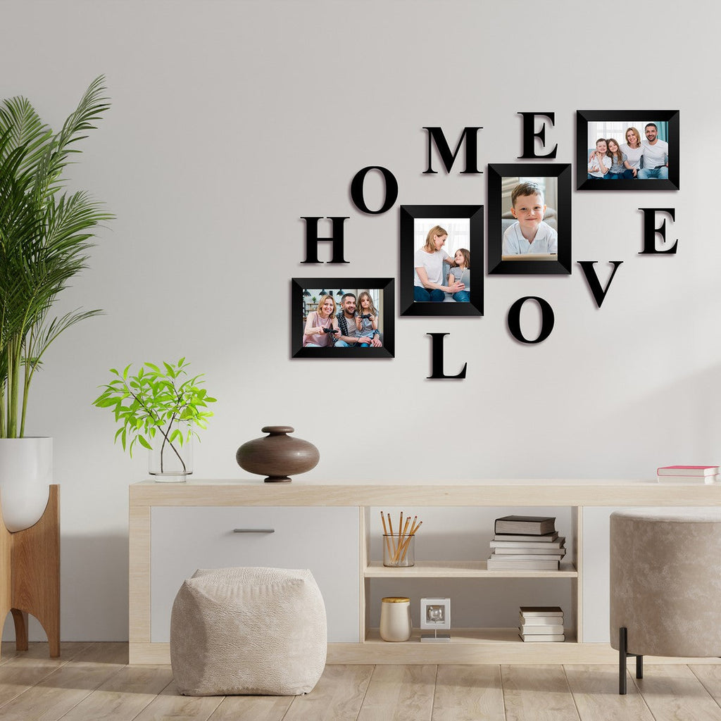 Memory Wall Collage Photo Frame - Set of 4 Photo Frames for 4 Photos of 4"x6", 1 piece of HOME, 1 piece of LOVE Kafalo