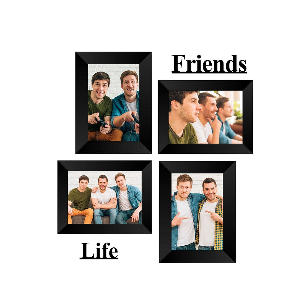 Memory Wall Collage Photo Frame - Set of 4 Photo Frames for 2 Photos of 5"x7", 2 Photos of 4"x6", 1 Piece of FRIENDS, 1 Piece of LIFE Kafalo