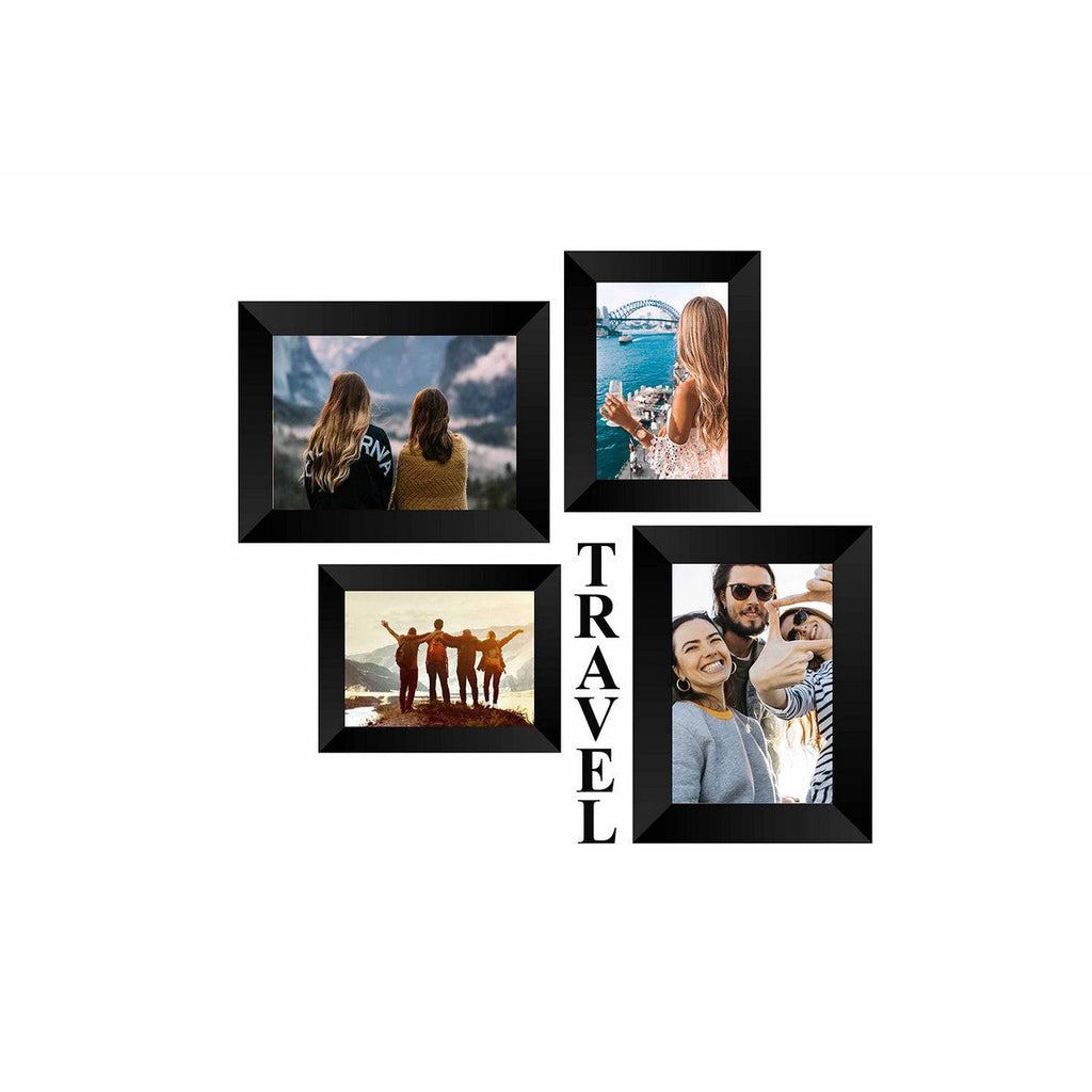 Memory Wall Collage Photo Frame - Set of 4 Photo Frames for 2 Photos of 4"x6", 2 Photos of 5"x7", 1 Piece of TRAVEL Kafalo