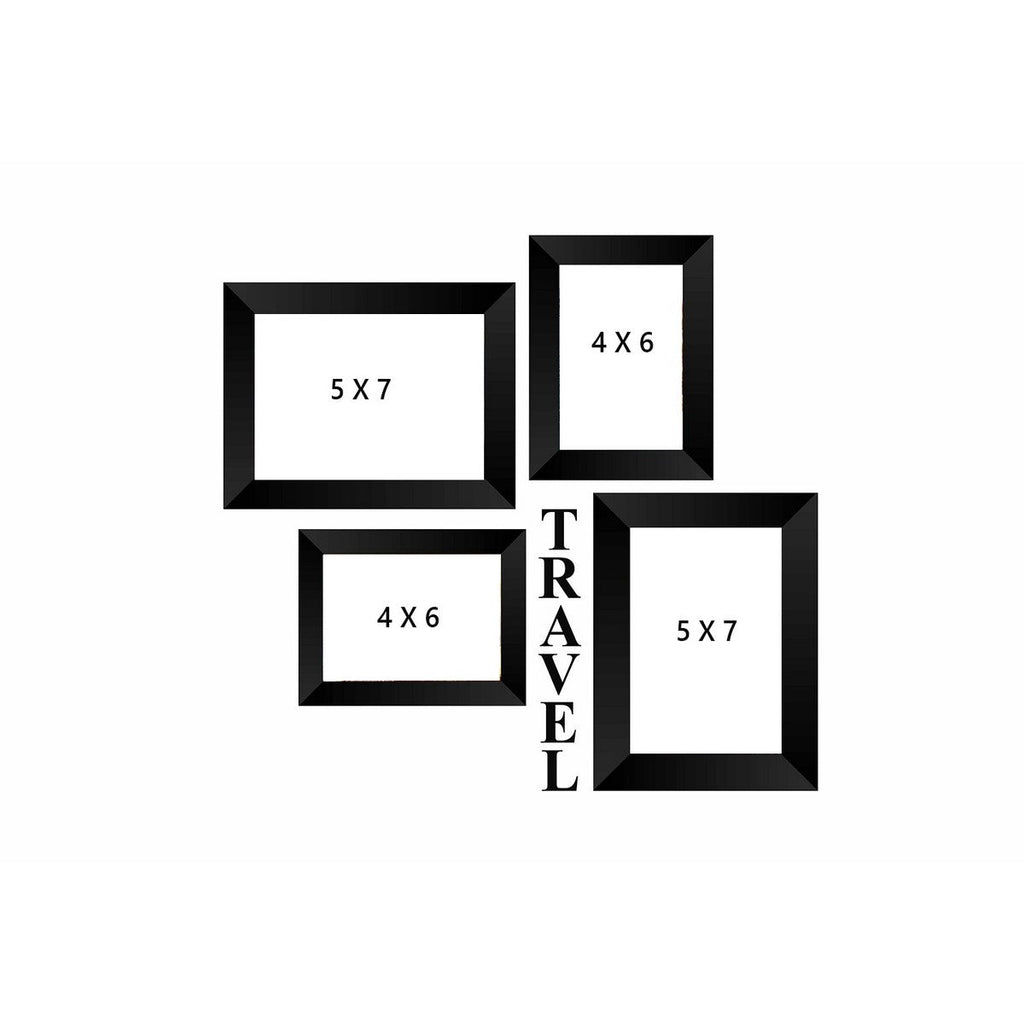 Memory Wall Collage Photo Frame - Set of 4 Photo Frames for 2 Photos of 4"x6", 2 Photos of 5"x7", 1 Piece of TRAVEL Kafalo