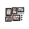 Memory Wall Collage Photo Frame - Set of 5 Photo Frames for 3 Photos of 4"x6", 2 Photos of 5"x7", 1 Piece of FAMILY, 3 Pieces of HEARTS Kafalo