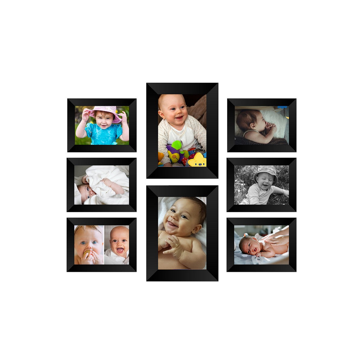 Memory Wall Collage Photo Frame - Set of 8 Photo Frames for 6 Photos of 4"x6", 2 Photos of 5"x7" Kafalo