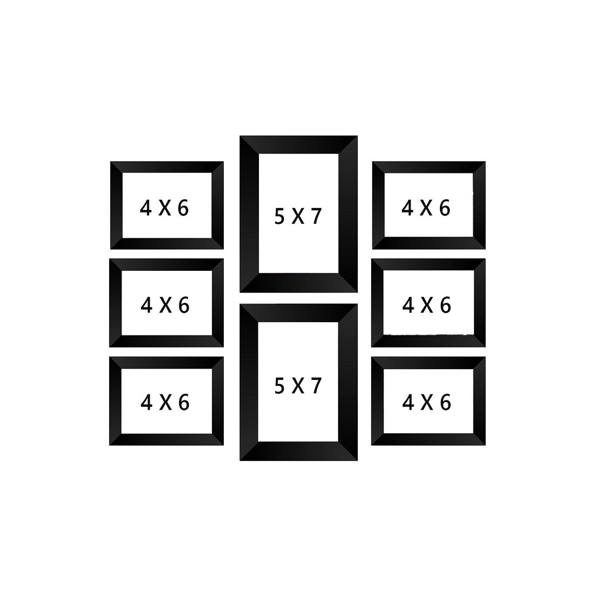 Memory Wall Collage Photo Frame - Set of 8 Photo Frames for 6 Photos of 4"x6", 2 Photos of 5"x7" Kafalo