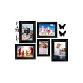 Memory Wall Collage Photo Frame - Set of 5 Photo Frames for 1 Photos of 4"x6", 4 Photos of 5"x7", 1 Piece of FAMILY, 2 Pieces of BUTTERFLIES Kafalo