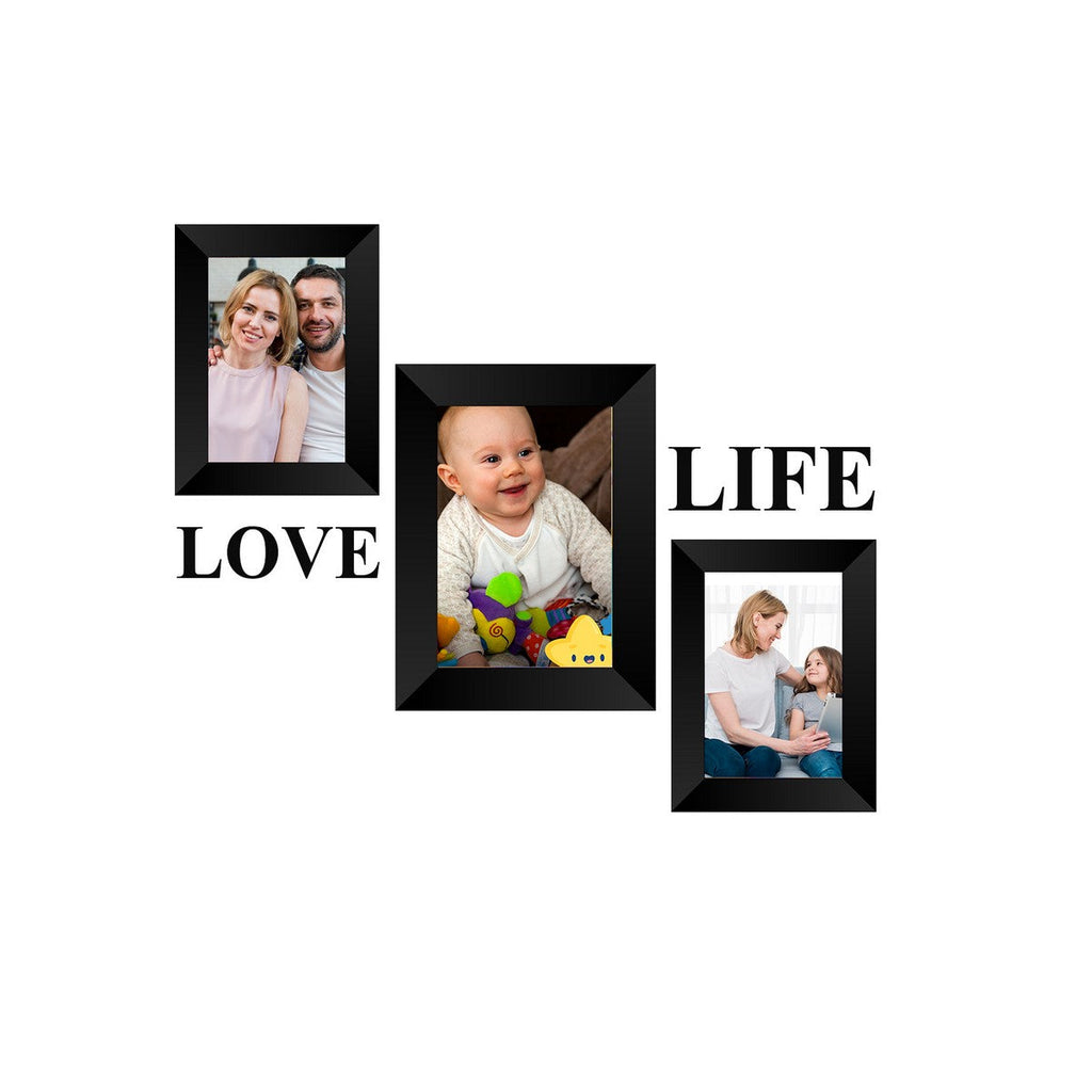 Memory Wall Collage Photo Frame - Set of 3 Photo Frames for 2 Photos of 4"x6", 1 Photos of 5"x7", 1 Piece of LOVE, 1 Piece of LIFE Kafalo