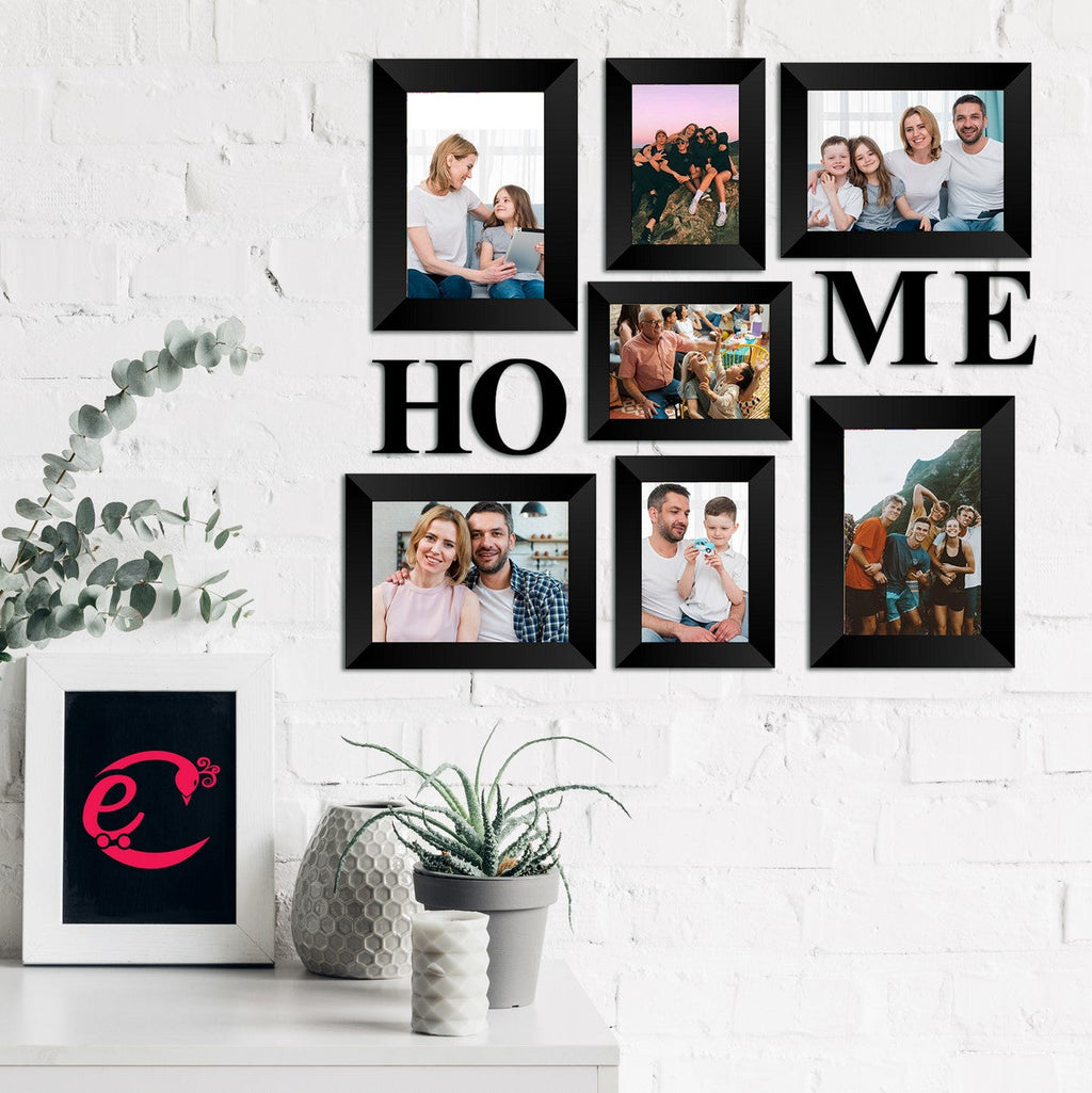Memory Wall Collage Photo Frame - Set of 7 Photo Frames for 3 Photos of 4"x6", 4 Photos of 5"x7", 1 Piece of HOME Kafalo
