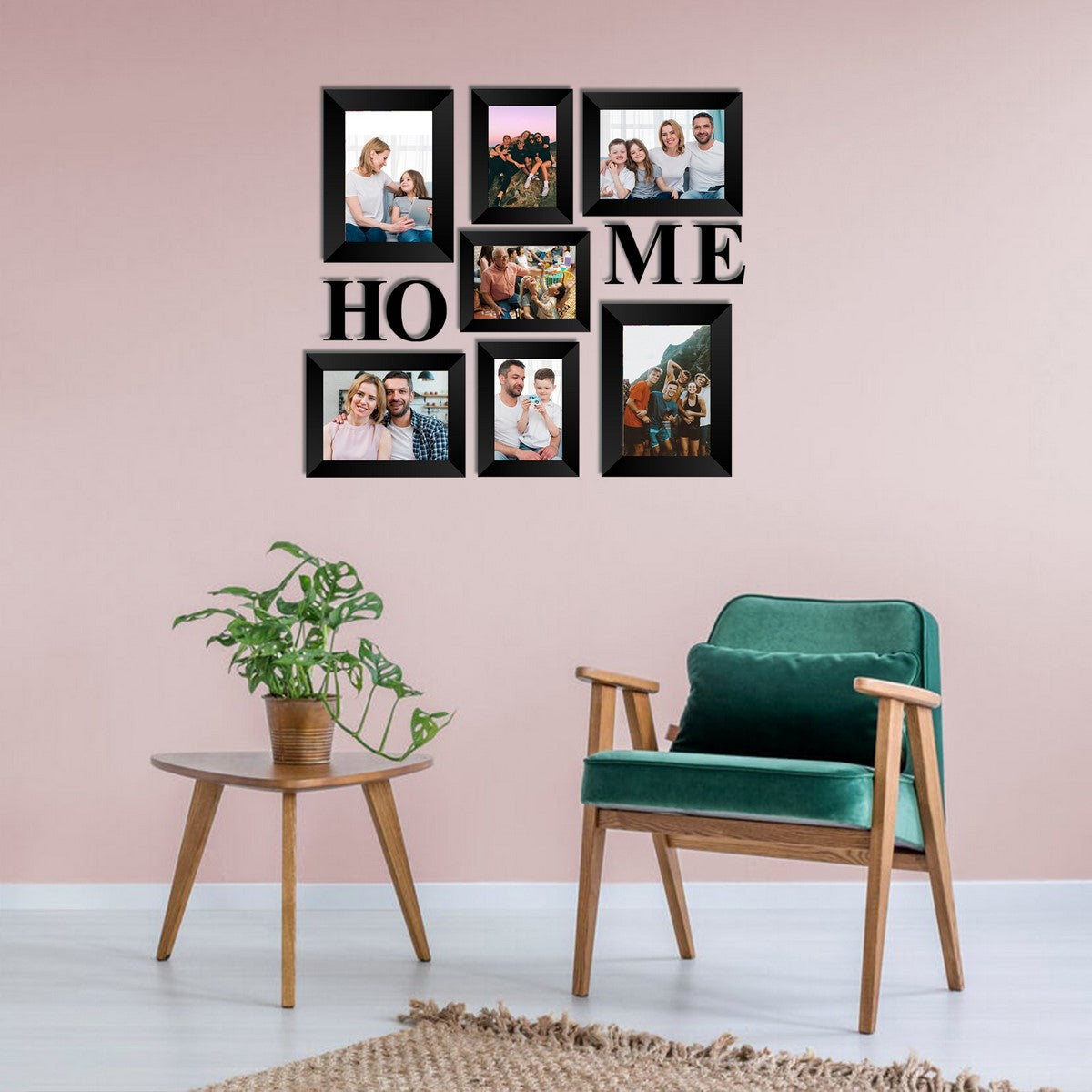 Memory Wall Collage Photo Frame - Set of 7 Photo Frames for 3 Photos of 4"x6", 4 Photos of 5"x7", 1 Piece of HOME Kafalo