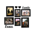 Memory Wall Collage Photo Frame - Set of 6 Photo Frames for 2 Photos of 4"x6", 4 Photos of 5"x7", 1 Piece of FAMILY, 1 Piece of PEACE, 2 Pieces of HEARTS Kafalo