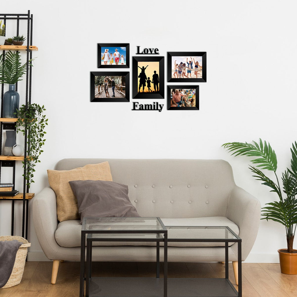 Memory Wall Collage Photo Frame - Set of 5 Photo Frames for 2 Photos of 4"x6", 3 Photos of 5"x7", 1 Piece of LOVE, 1 Piece of FAMILY Kafalo