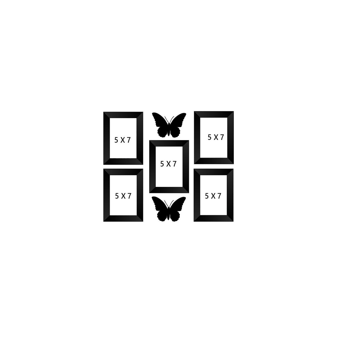 Memory Wall Collage Photo Frame - Set of 5 Photo Frames for 5 Photos of 5"x7", 2 Pieces of BUTTERFLIES Kafalo