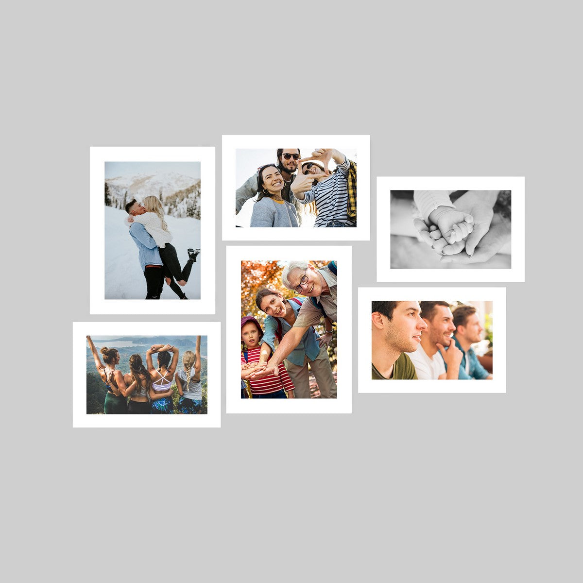 Memory Wall Collage Photo Frame - Set of 6 Photo Frames for 4 Photos of 5"x7", 2 Photos of 6"x8" Kafalo