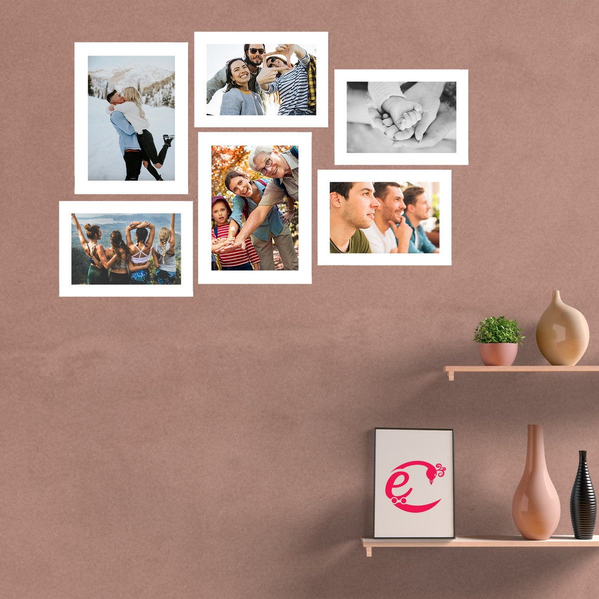 Memory Wall Collage Photo Frame - Set of 6 Photo Frames for 4 Photos of 5"x7", 2 Photos of 6"x8" Kafalo