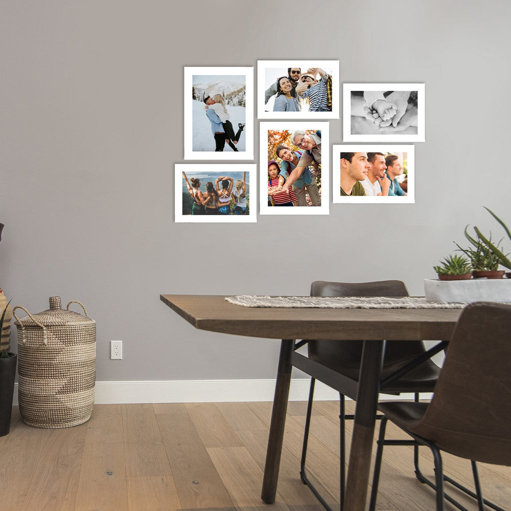 Memory Wall Collage Photo Frame - Set of 6 Photo Frames for 4 Photos of 5"x7", 2 Photos of 6"x8" Kafalo