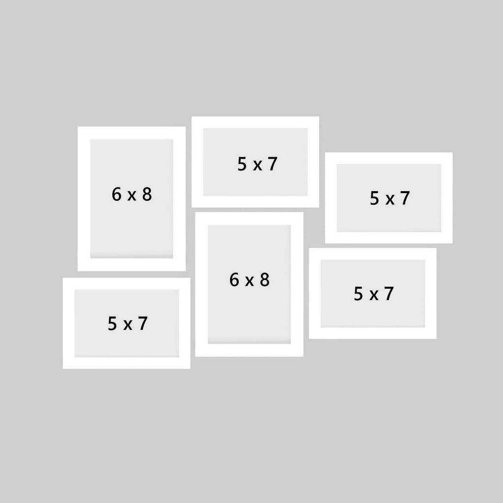 Memory Wall Collage Photo Frame - Set of 6 Photo Frames for 4 Photos of 5"x7", 2 Photos of 6"x8" Kafalo