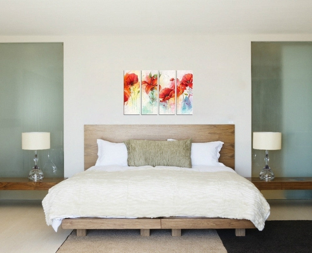 4 Panel Decorative Flowers Premium Canvas Painting Kafalo