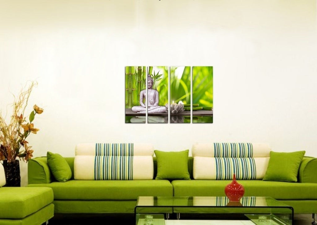 4 Panel Meditating Buddha Premium Canvas Painting Kafalo