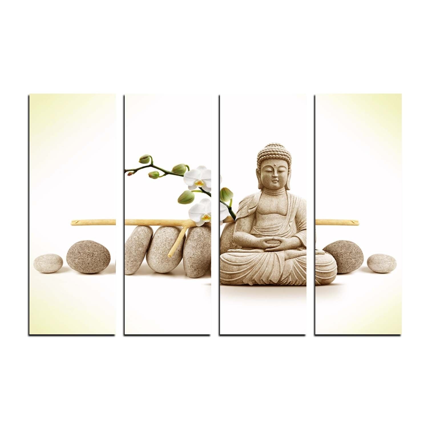 4 Panel Meditating Buddha Premium Canvas Painting Kafalo