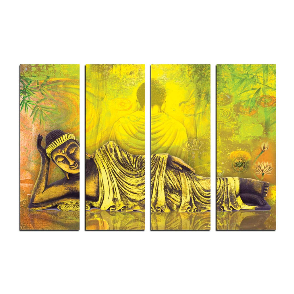 4 Panel Resting Buddha Premium Canvas Painting Kafalo