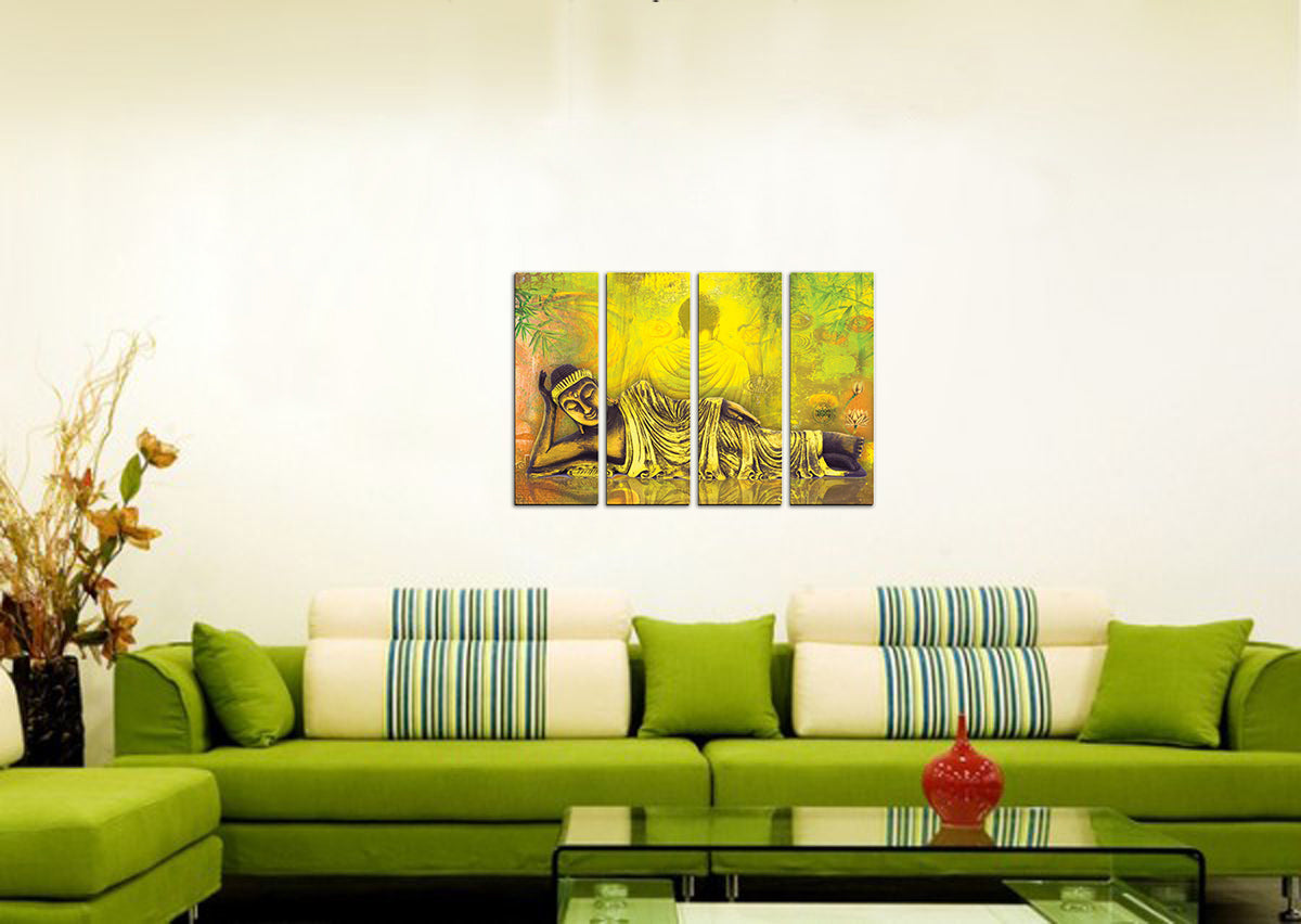 4 Panel Resting Buddha Premium Canvas Painting Kafalo