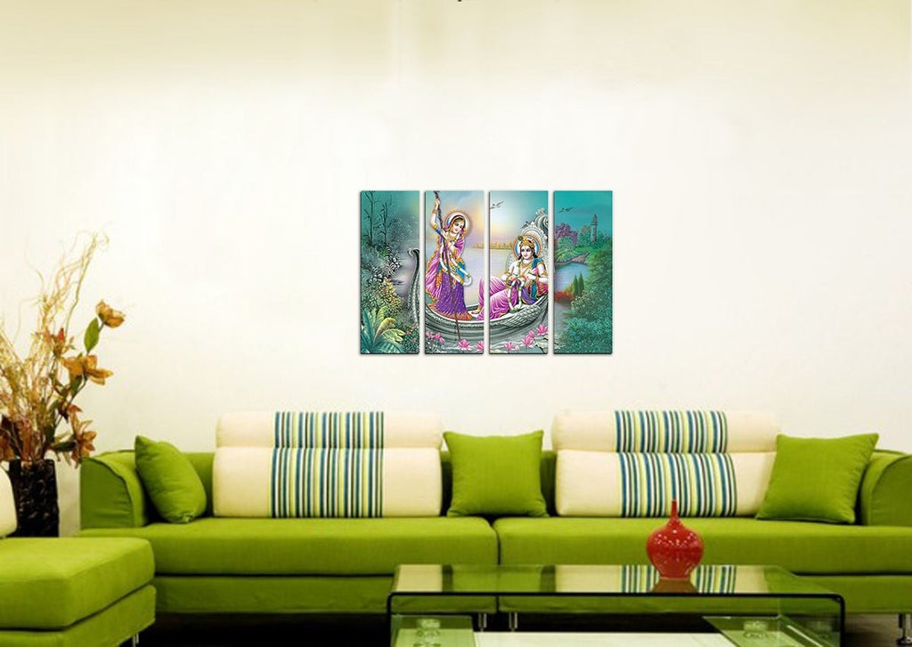 4 Panel Radha Krishna Premium Canvas Painting Kafalo
