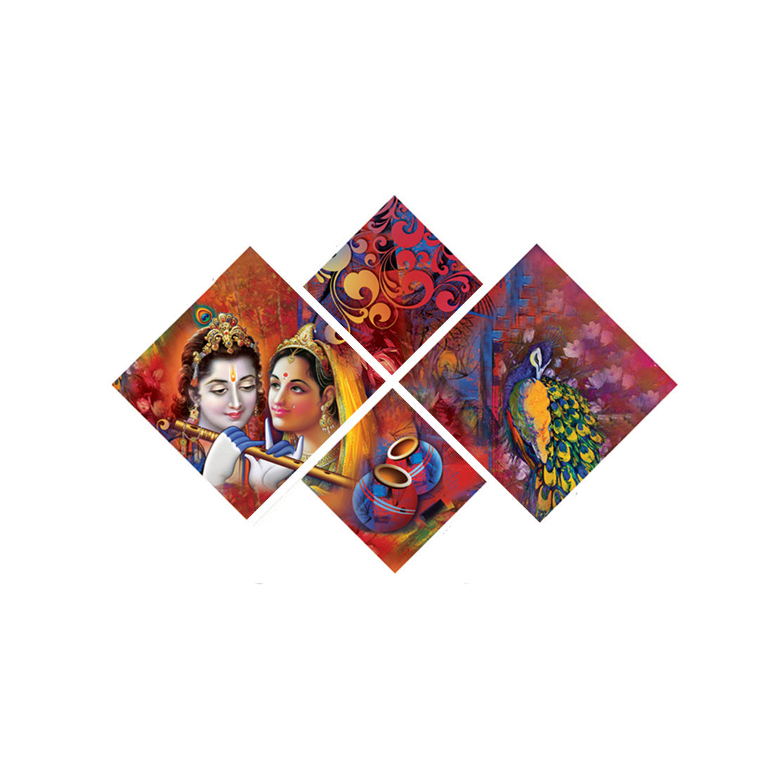 Set of 4 Radha Krishna Premium Canvas Painting Kafalo