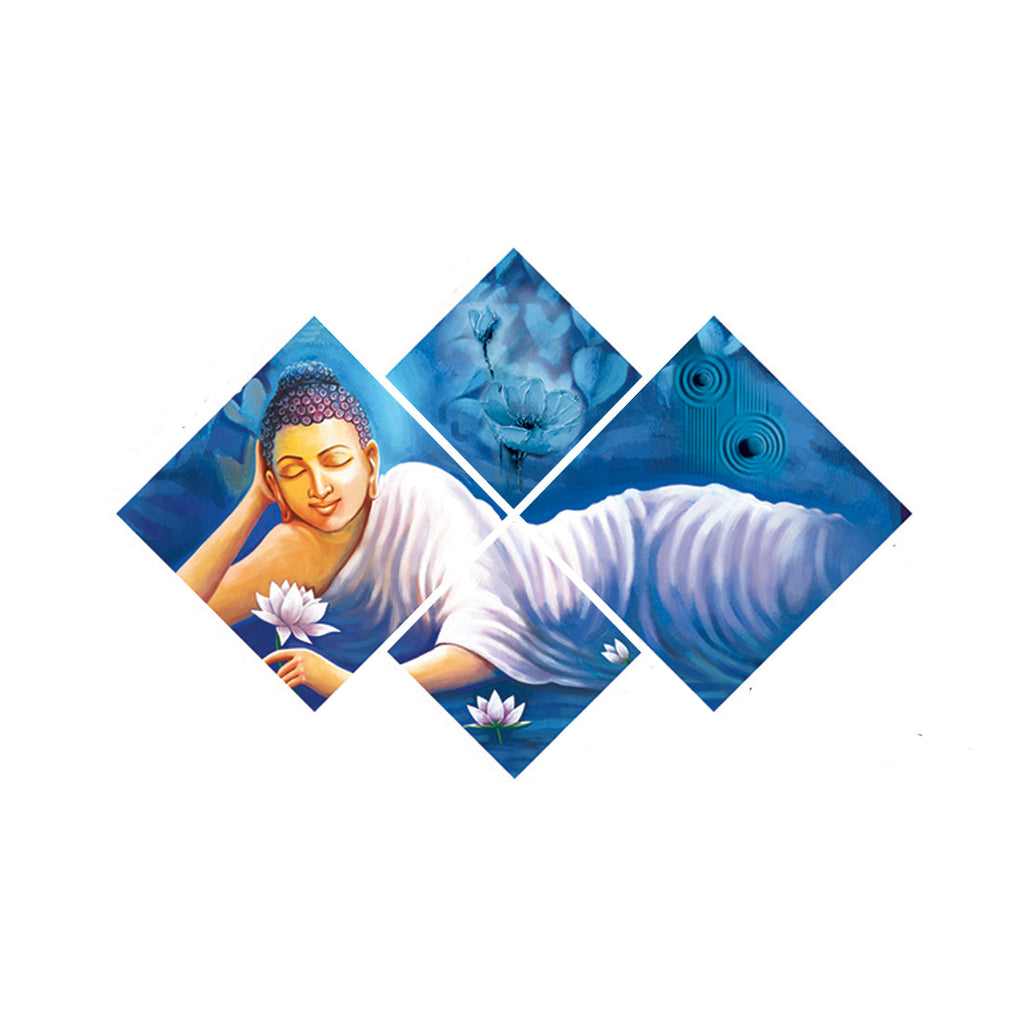 Set of 4 Resting Lord Buddha Premium Canvas Painting Kafalo