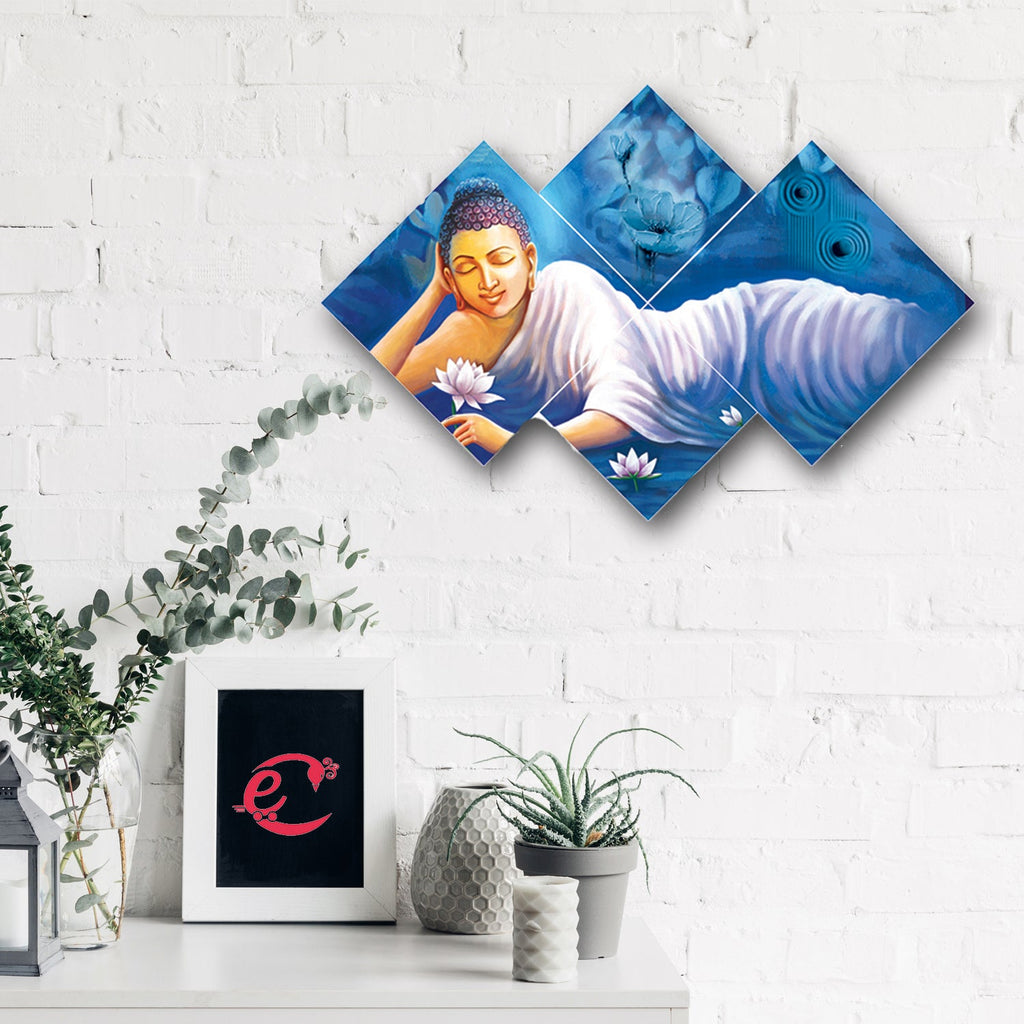Set of 4 Resting Lord Buddha Premium Canvas Painting Kafalo
