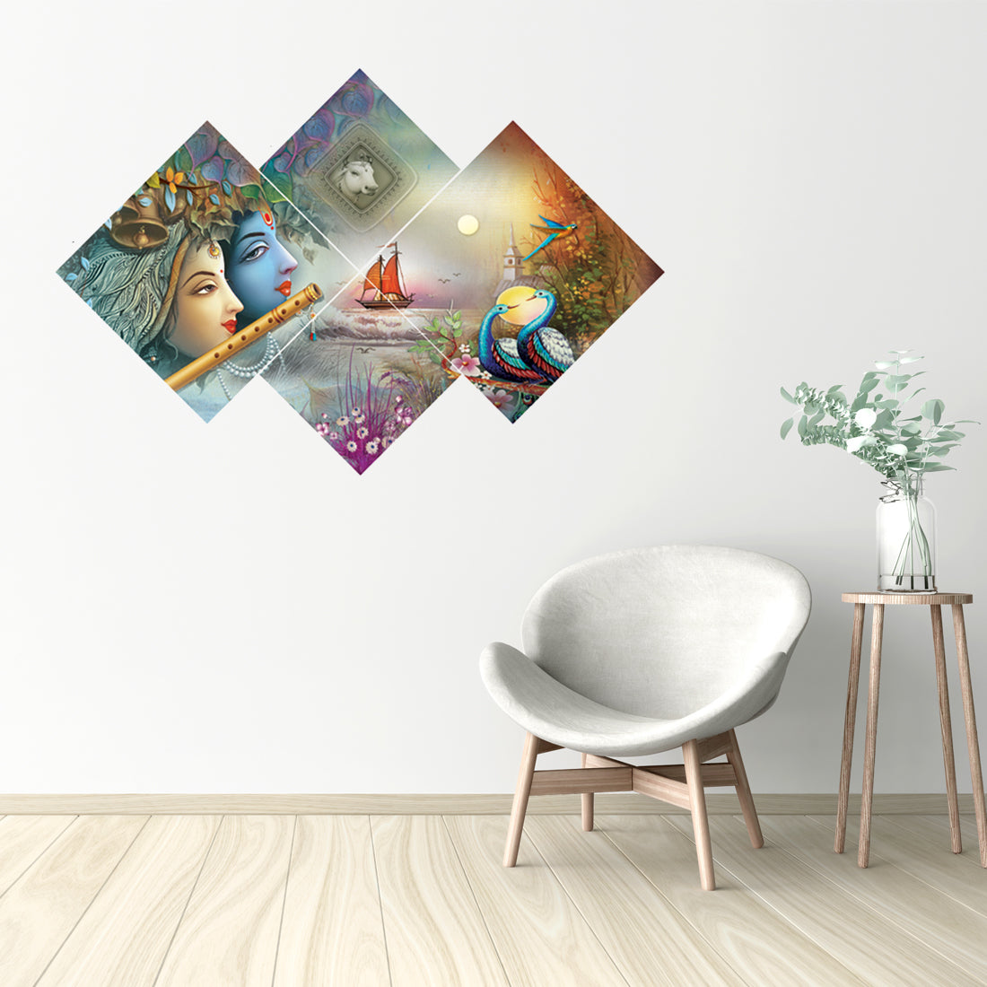 Set of 4 Radha Krishna Premium Canvas Painting Kafalo