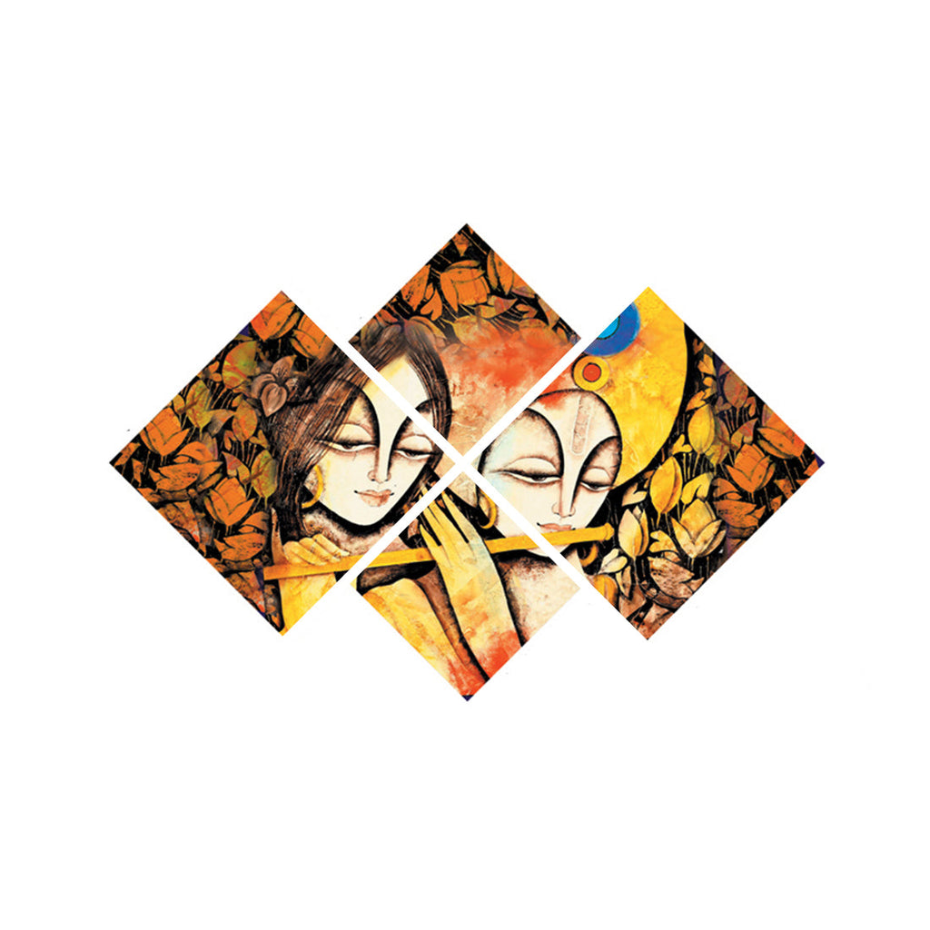 Set of 4 Radha Krishna Premium Canvas Painting Kafalo