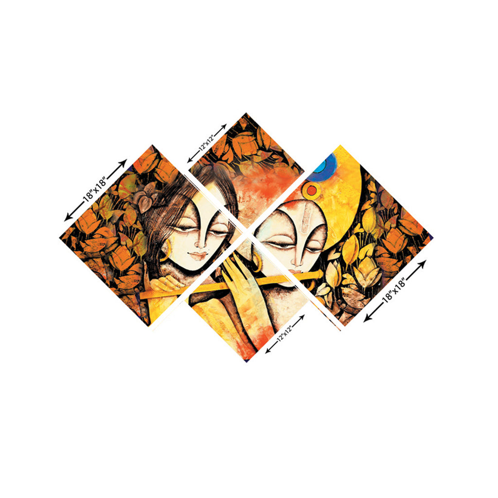 Set of 4 Radha Krishna Premium Canvas Painting Kafalo