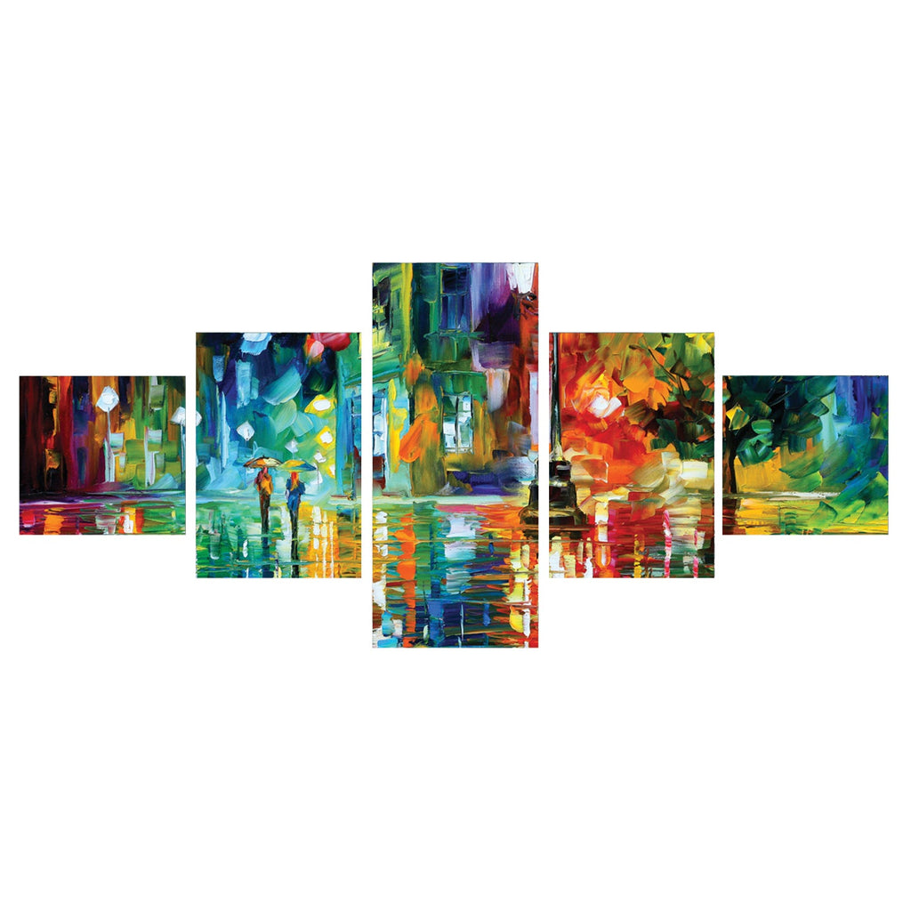 Set Of 5 Beauty under Rain Premium Canvas Painting Kafalo