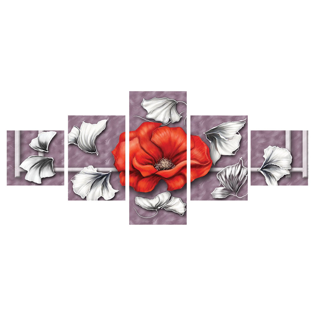 Set of 5 Floral Theme Premium Canvas Painting Kafalo