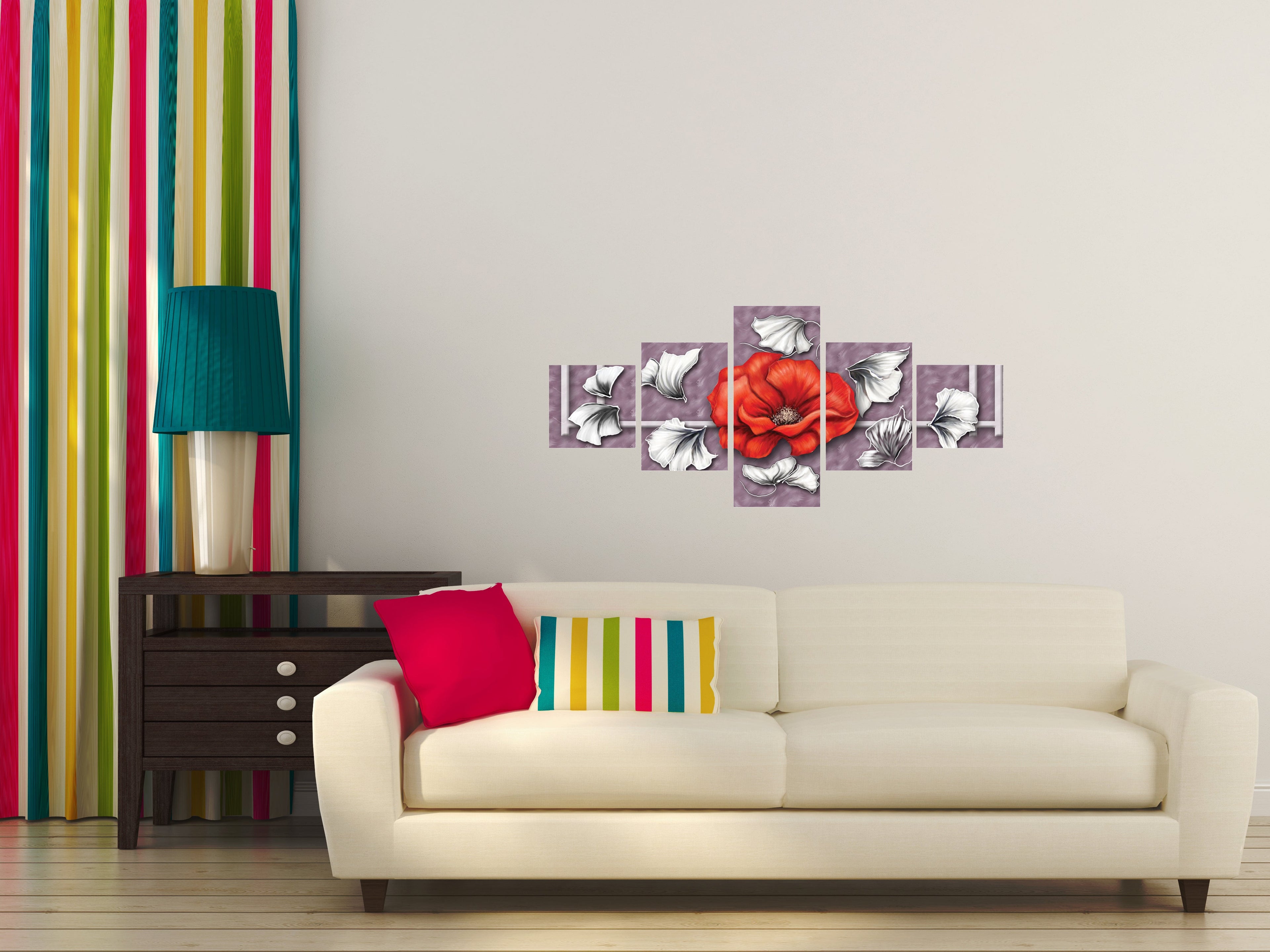 Set of 5 Floral Theme Premium Canvas Painting Kafalo